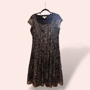 Coldwater Creek Black and White Patterned Midi Dress